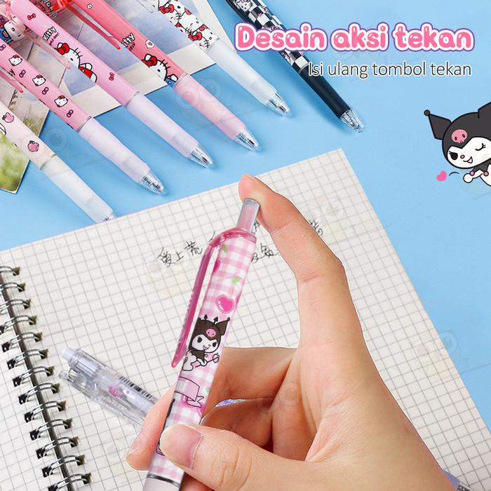 JCHO Pulpen Gel Set 6Pcs Karakter Lucu Pulpen Mekanik Isi 6Pcs Bolpoin Gel