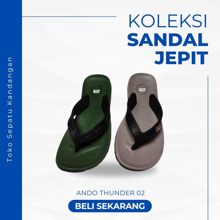 Sendal Jepit Ando Thunder 02 - Sandal Karet Jelly Harian Laki-laki Perempuan Cewek Cowok Pria Wanita