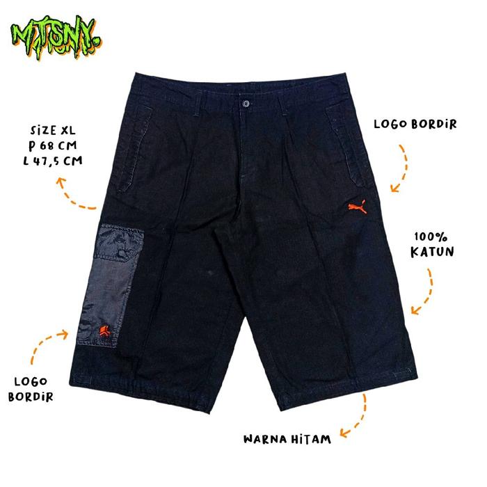 Celana Pendek Sontok Kargo Katun Puma Hitam Original Vintage Retro Big Size