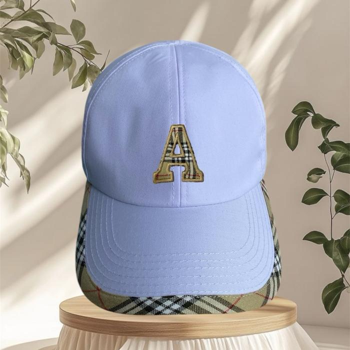 Topi Baseball INISIAL A-Z Warna Krem Hitam Merah Putih Model Cewek Cowok Bahan Katun Premium Anti Ge