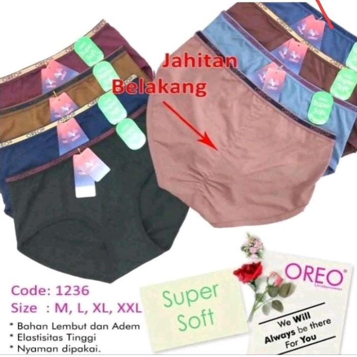 6 pcs cd oreo art 1236 wanita dewasa termurah | cd wanita remaja dewasa oreo Polos Katun Seksi Lemb
