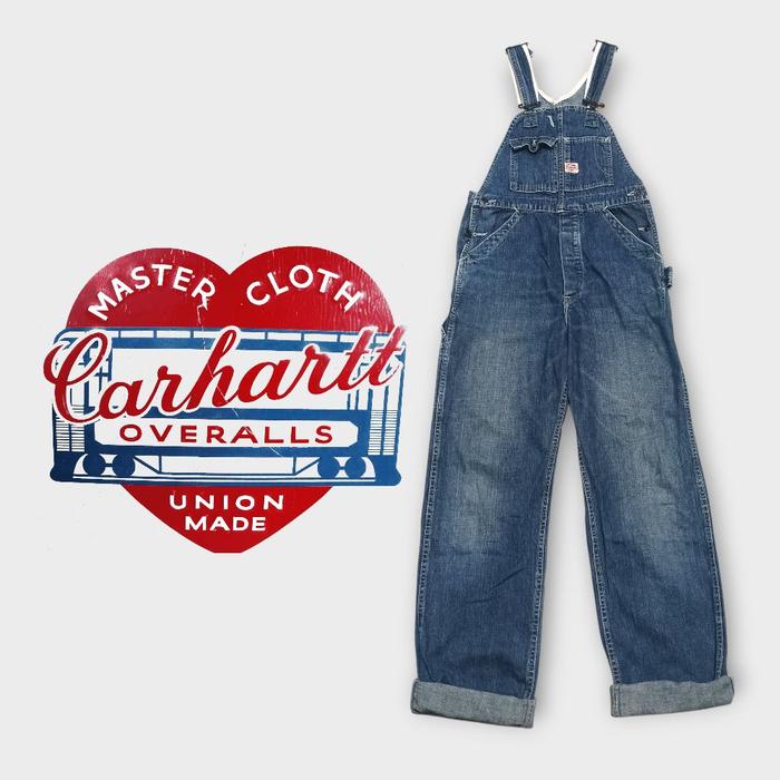 Carhartt 90s Heart Tag Denim Overalls Unisex - Celana Pendek Jeans Pria Wanita dengan Logo Hati