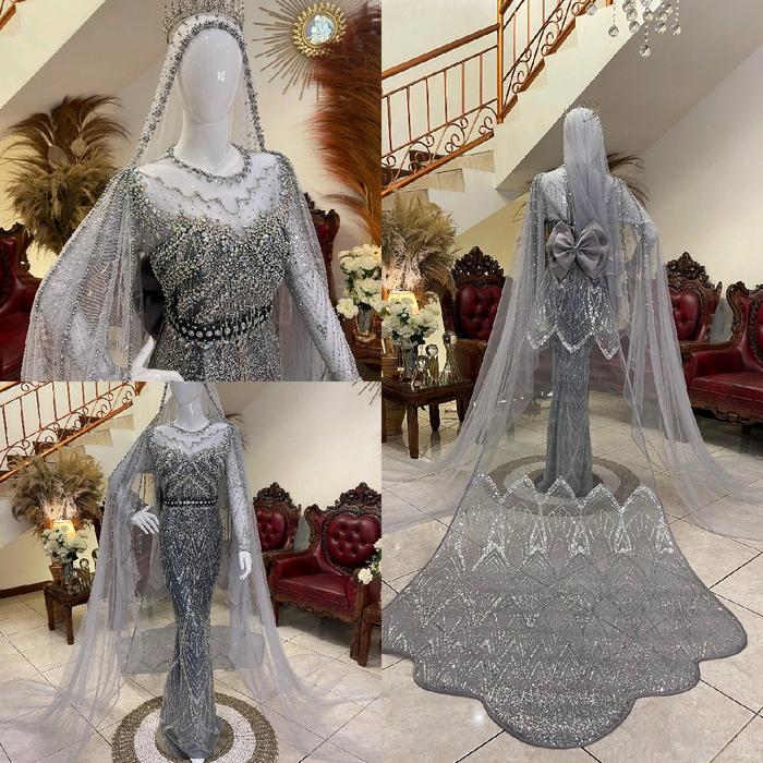 gaun pengantin ekor cheongsam / baju kebaya pengantin ekor cheongsam / kebaya pengantin ekor cheongs