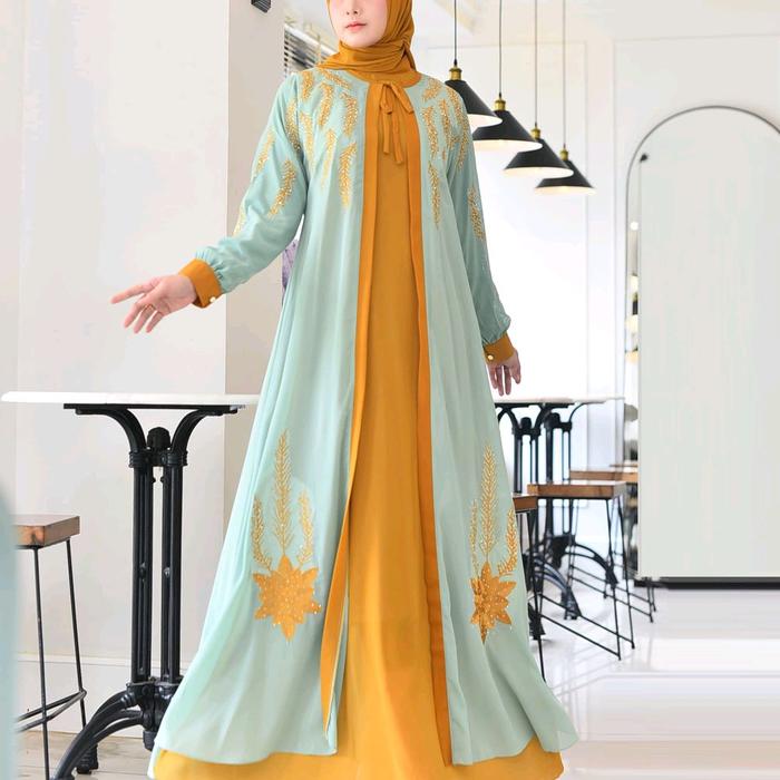 Gamis Bordir Set Jilbab Ceruty Babydool Model Kekinian Gamis Pesta Kondangan