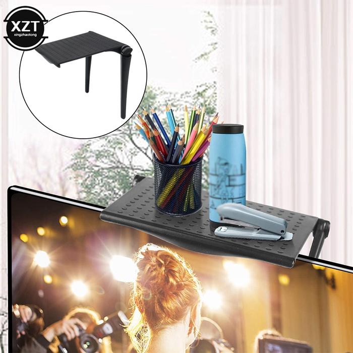 1pc TV Computer Screen Top Shelf Organizer Bracket Stand Adjustable Monitor Top Shelf Set-top Box Ho