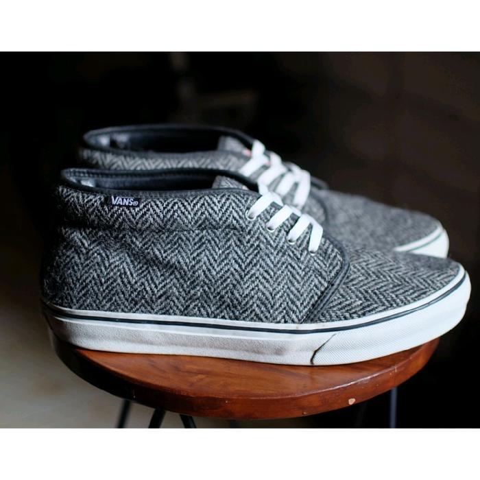 Sepatu Vans Chukka Boot x Harris Tweed Japan Market Grey Black Leather Wool Material not Converse Pa