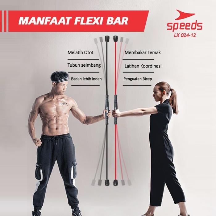 SPEEDS Tongkat Flexi Getar Fitness Gym Bar Terapi Yoga Aerobik Tangan Latihan Pilates 024-12