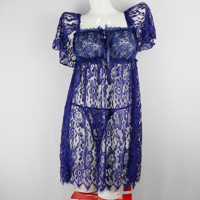 Piyama Wanita Lingerie Elegan Set Transparan Minimalis Scelta Biru Ukuran M