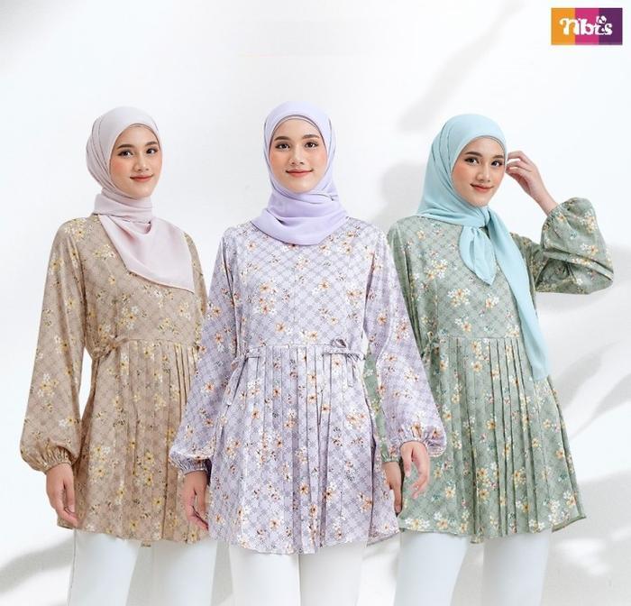 TUNIK NIBRAS NA 051 / TUNIK MOTIF CANTIK 2023 / BAHAN COUPE YANG HALUS, LEMBUT, ADEM DAN NYAMAN DI P