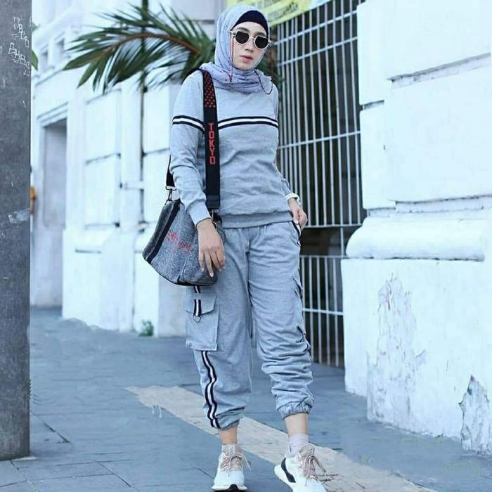 Ready.. NABILA SET / BIG SIZE / GAGIL / KAOS BAJU CELANA TRAINING / BAJU OLAHRAGA WANITA MUSLIM/ SWE