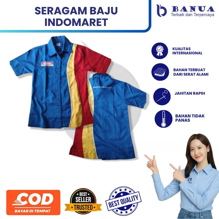 Baju Seragam Indomaret Pria | Baju Kerja Indomaret | Seragam Indomaret | Baju Indomaret Pendek Wearp
