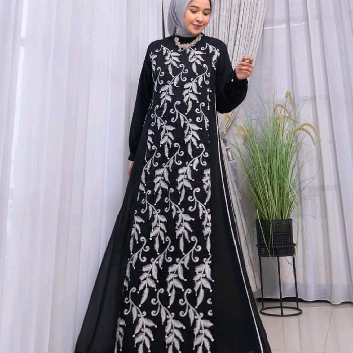 Marevi Fashion New Gamis Cantik By Marevi Fashion Original Dengan Disain Elegan Dan Anggun Motif Dau