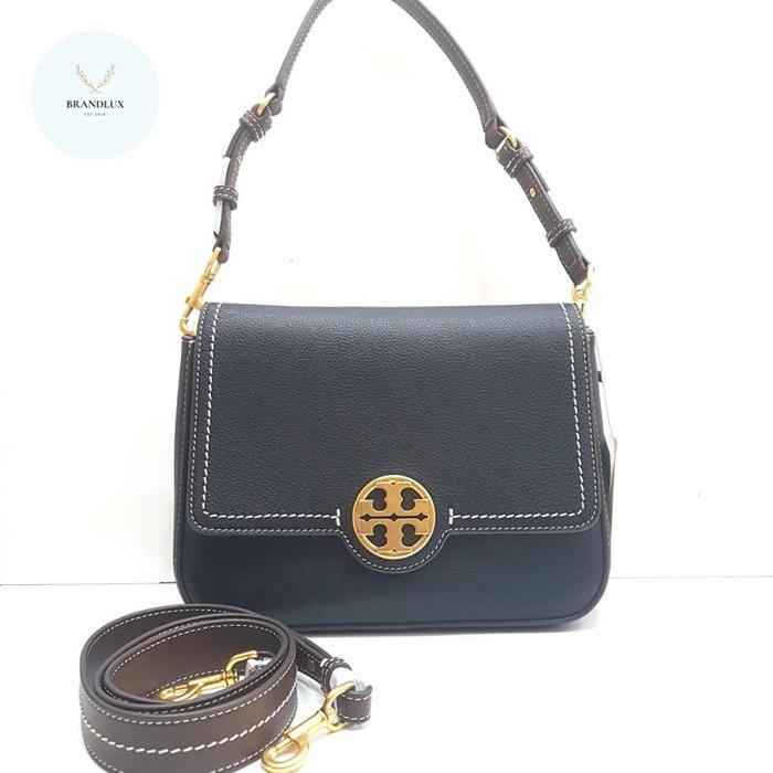TORY BURCH TB FELIX SLAP SHOULDER BAG BLACK GHW
