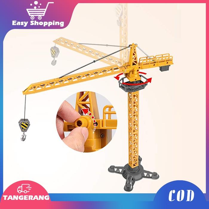 1:55 Static Die Cast Tower Alloy Crane Mainan Alat Berat Crane Hang Tower Diecast Miniatur Alat Bera