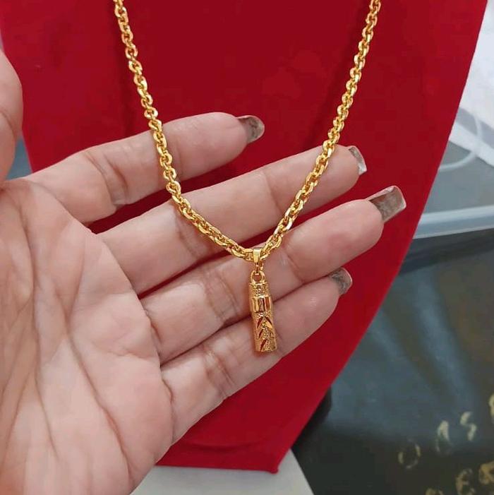 Kalung Medan Bahan Tembaga import warna emas 24 london ukuran 45 cm kualitas super awet pemakaian 2 