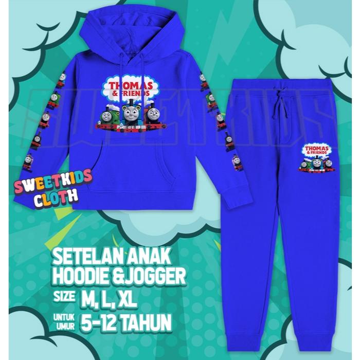 Setelan Hoodie Anak Thomas And Friends Kereta / Jogger Jaket Anak Kereta Thomas One Set