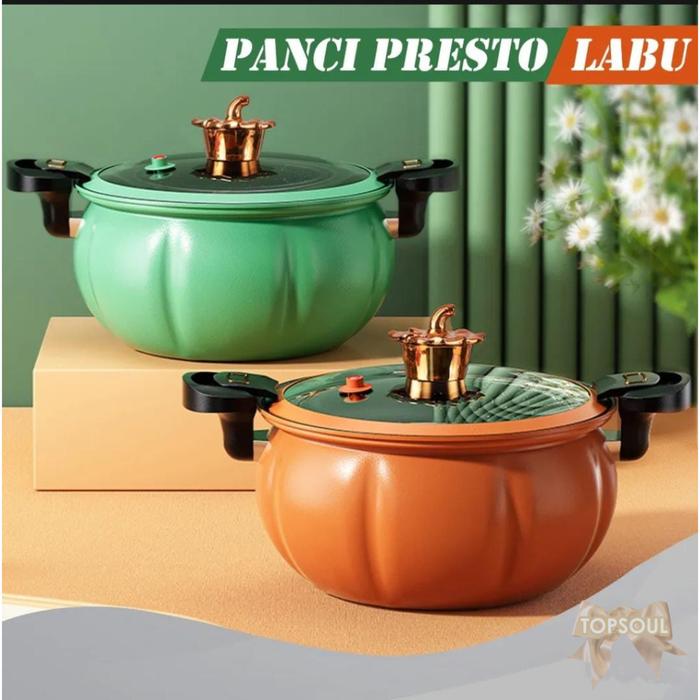 Panci Presto Labu 8L Pumpkin Jumbo Pot 28cm Anti Lengket Orange Hijau