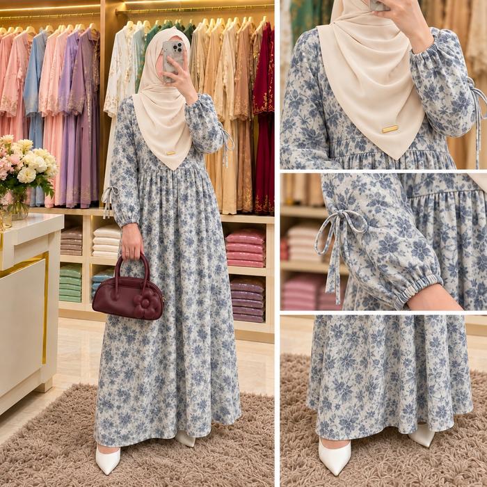 Divera - Dress Set Rayon Viscose Hijab Polos Gamis Motif Viscose