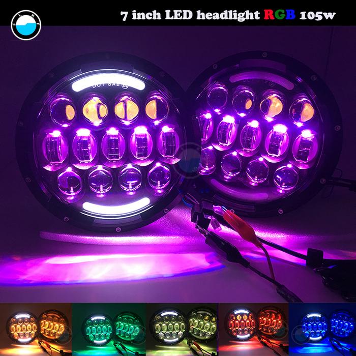 Wrangler RGB Headlamp 7 inch Led Headlight High Low Beam Led Headlamp