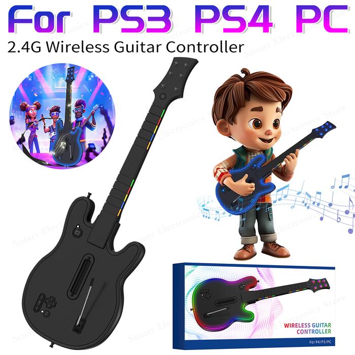 2.4G Wireless Guitar Controller Console Remote Joystick PC Guitar Controller for PS4/3 PC Guitar Her