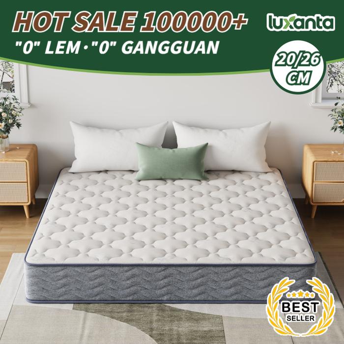 [Gratis Bantal]kasur busa kasur springbed 90/180CM tebal 20/26CM spring bed single pocket spring tan