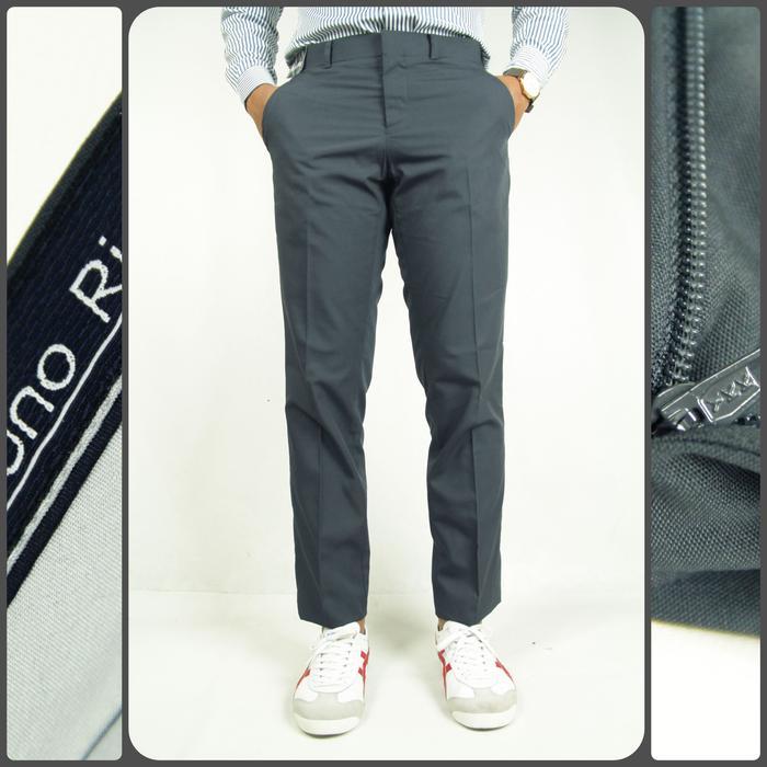 Celana Formal Pria Bruno Rigari Slim Fit Abu-abu Tua | Celana Bahan