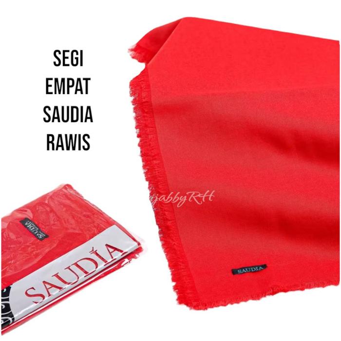 Jilbab Saudia rawis Paket 2Pcs Merah putih Kerudung Hijab segiempat polos