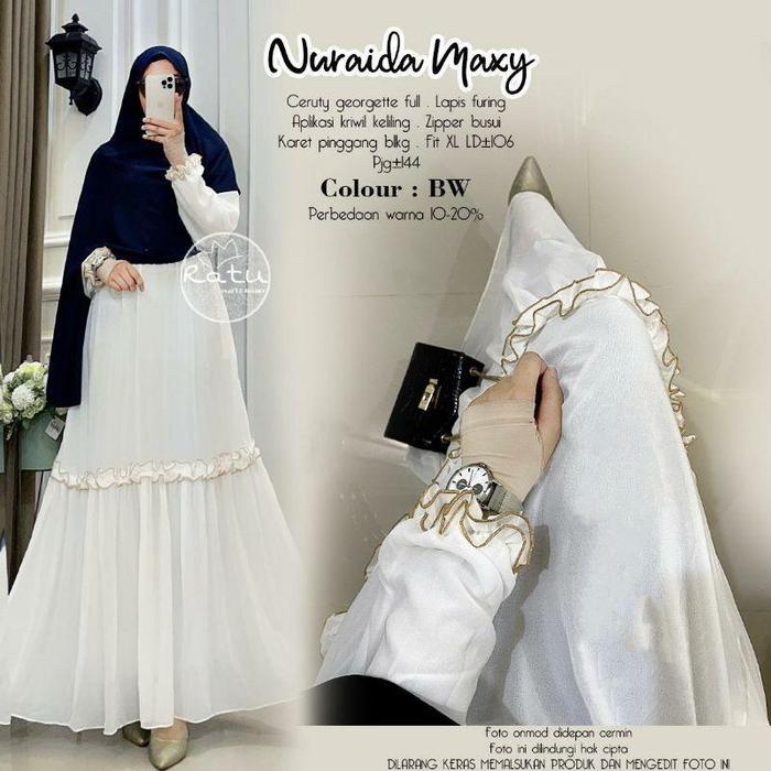 Nuraida wolsum maxy ceruty premium Karet Seragam Muslim Gamis Kancing