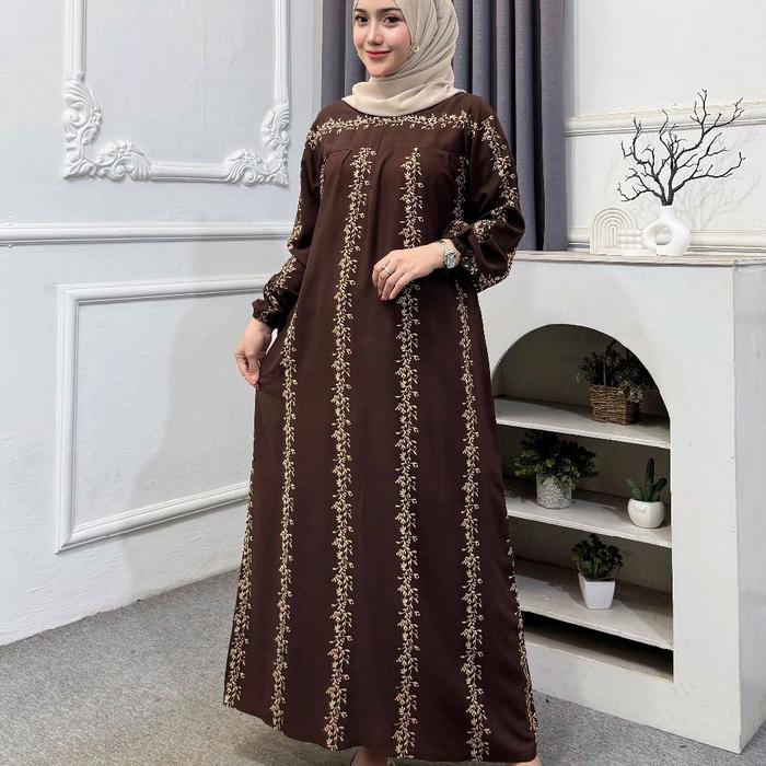 Marisa Daster Midi Dress Motif Rayon Premium Jumbo ld 120 lengan panjang karet Terlaris Busui Friend