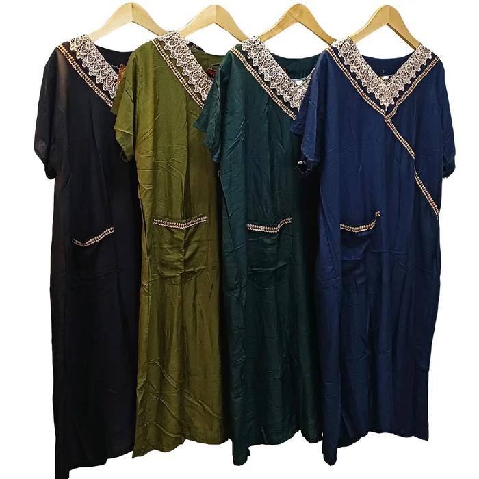 baju daster wanita arabian look dan motif elegan bahan rayon Panjang Santai