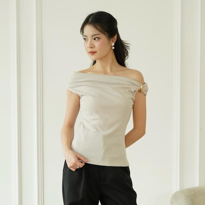 L A P A K S E N J A Dear Elea - Orla Top | Atasan Rib Knit Off Shoulder Sabrina Wanita Formal Casual