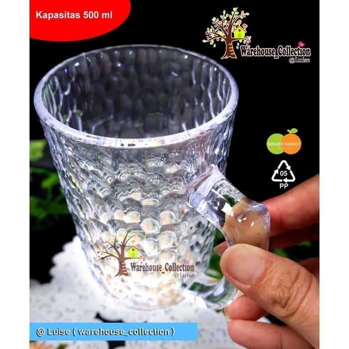 Gelas Es acrylic/akrilik bening/GELAS GAGANG TEBAL 500ml EMBOS 7059 golden sunkist