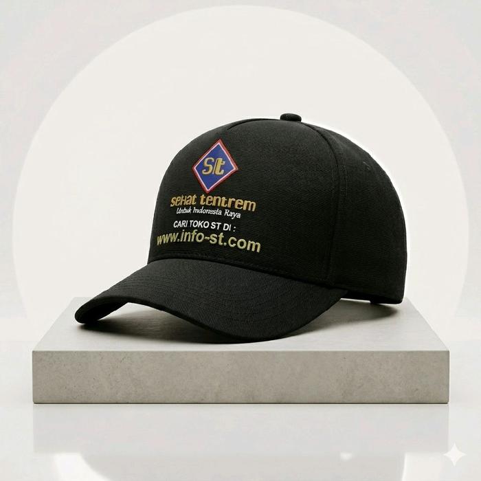 Topi  Outdoor dengan Logo 'ST' dan Teks 'sehat tentrem' - Desain Minimalis dan Nyaman