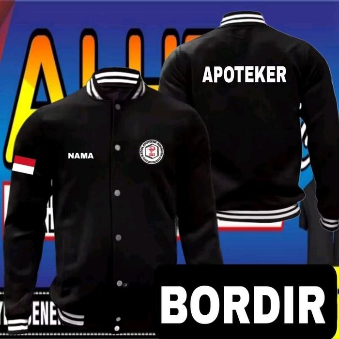 Jaket bordir bisa satuan bisa request nama Jaket bordir apoteker Jaket apoteker jaket varsity apotek