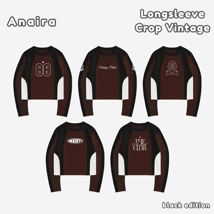 Anaira Longsleeve Crop Vintage Coffee Edition Longsleeve kaos mix combed