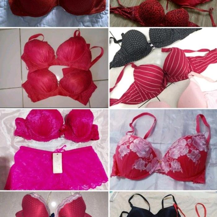 Bra Wanita Merah dengan Desain Bunga dan Pola Garis - Pilihan Tepat untuk Keseharian Anda