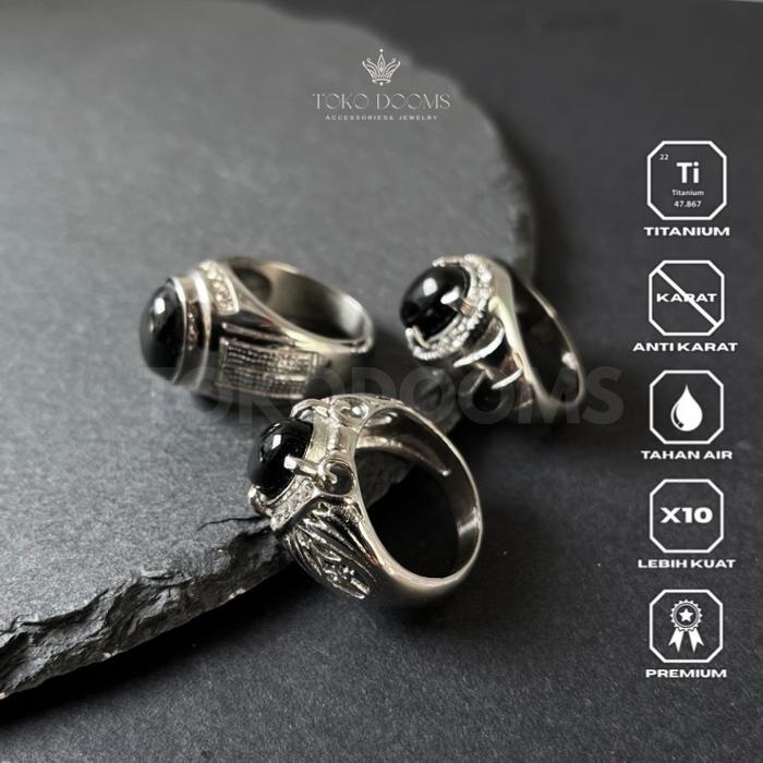 cincin batu akik blackonix ring titanium super