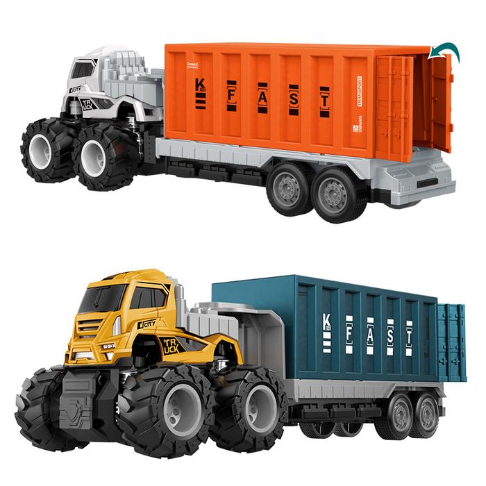Children Alloy Trailer Container Truck Four-wheel Drive Trailer Inertia Forward Simulation Freight t