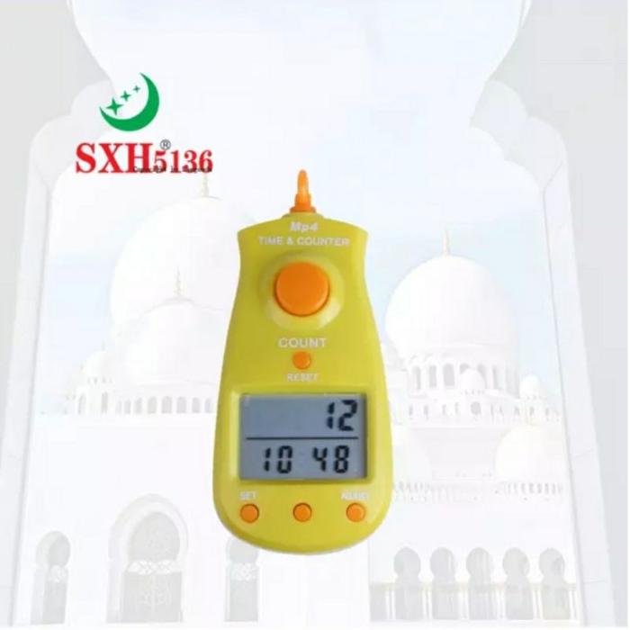 TASBIH DIGITAL LAYAR BESAR PLUS JAM 4 DIGITS - SOUVENIR  OLEH OLEH HAJI UMROH, SEDEKAH SUBUH JUM'AT