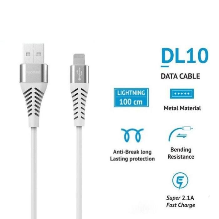 Kuke Kabel Data Foomee For Lightning Dl10 2.1A Cable Charger Handphone Fast Charging High Quality