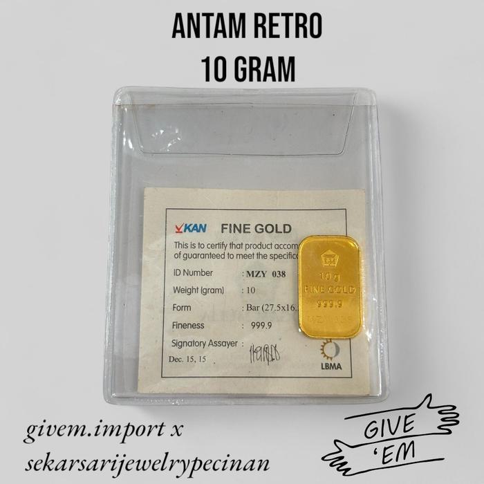 10 GRAM LM LOGAM MULIA EMAS ANTAM RETRO CLASSIC KLASIK SERTIFIKAT