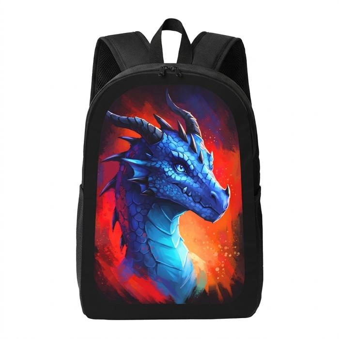 POLO FELIX - Tas Ransel Naga Biru Fantasy Art Sekolah & Kuliah