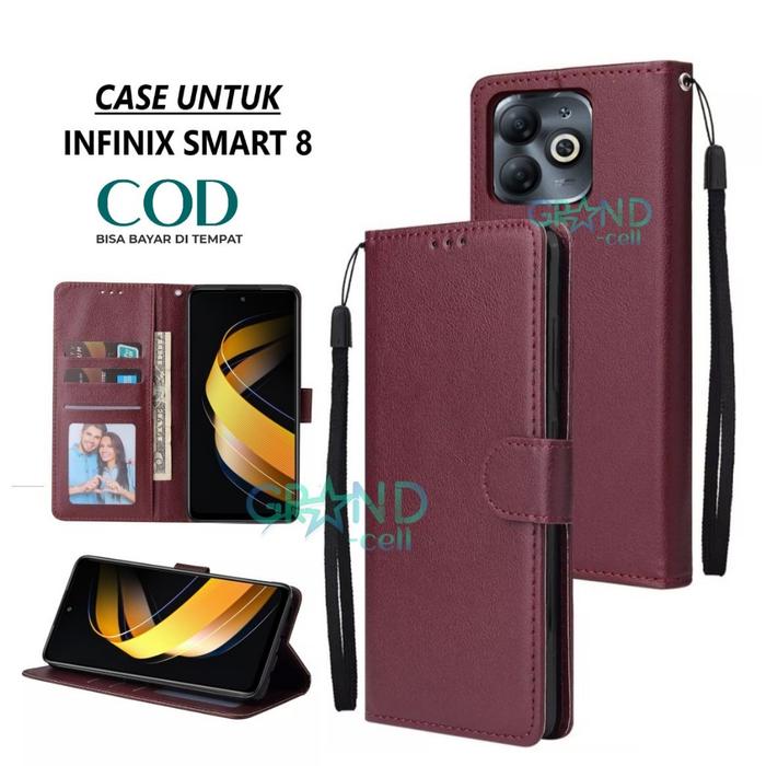 case hp for INFINIX SMART 8 / SMART 8 PRO Premium flip wallet Flip case Magnet Casing flip cover dom