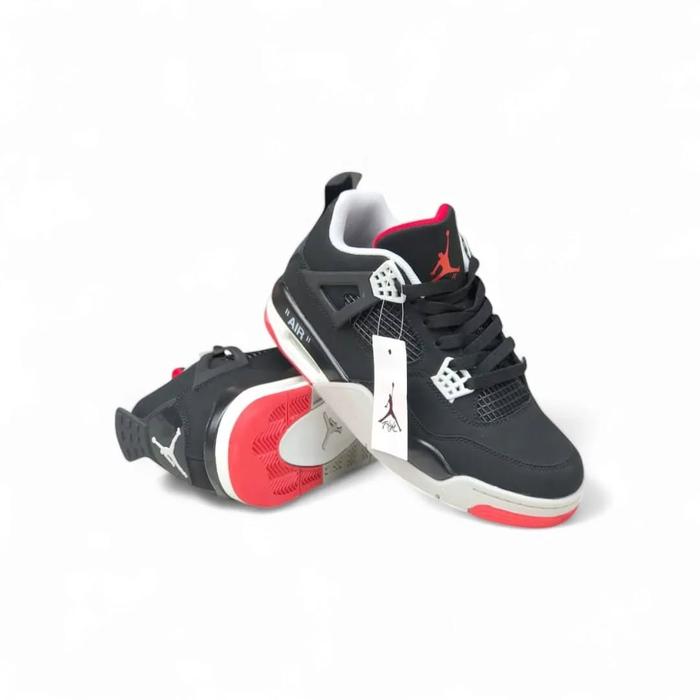 Sepatu Sneakers Pria Air Jordan 4 Retro – Black Red Cement Premium Quality
