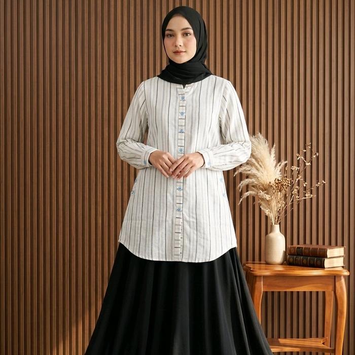 TUNIK MOTIF SALUR BAHAN KATUN