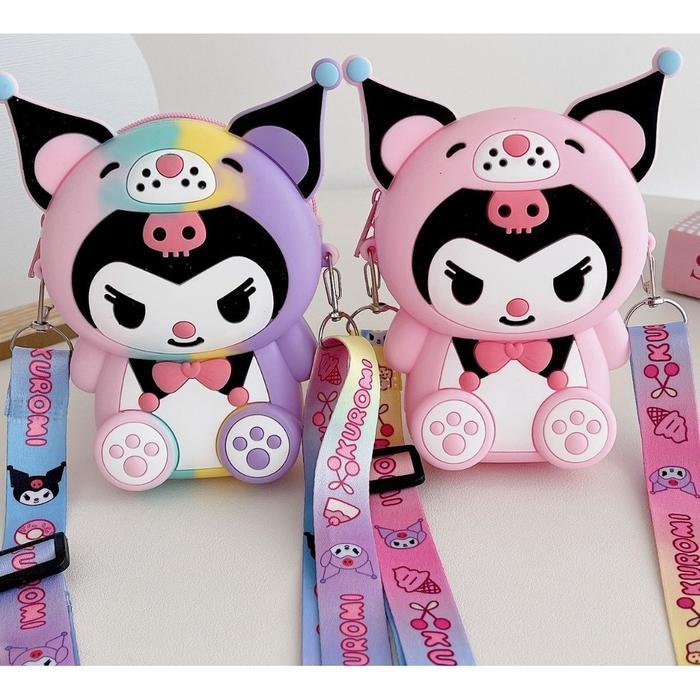 TAS SELEMPANG MINI KUROMI HOODIE/ SANRIO/ RUBBER/ RESLETING / TIKTOK/ IMPOR/ COIN PURSE/ DOMPET KOIN