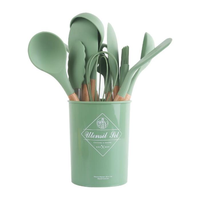 Spatula Utensil Set (12) Kayu dan Silikon