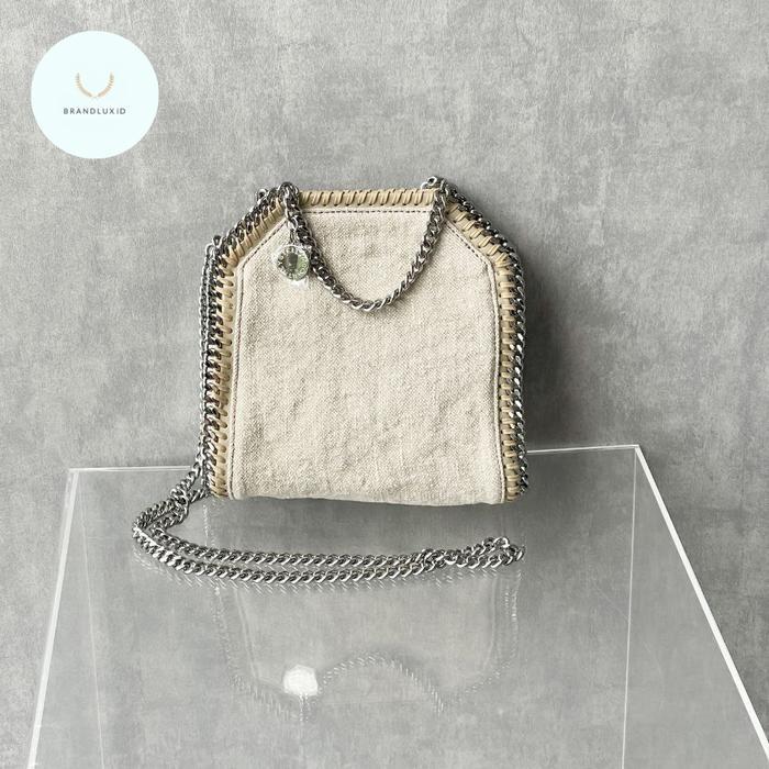 STELLA MCCARTNEY FALABELLA TINY TOTE BAG LINEN SHW NATURAL