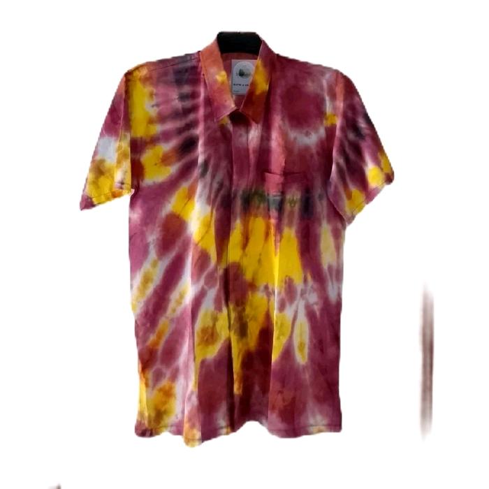 Kemeja Shibori Handmade Desain Unik Bahan Katun Adem Nyaman Dipakai Yakin Gak Ada Yang Ngembari. mem