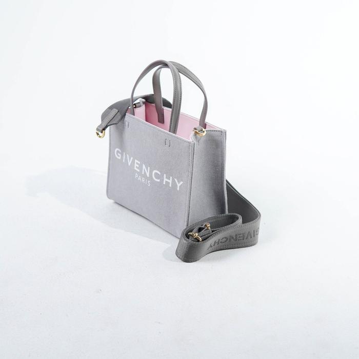 (DEFECT SALE) Tas GIVENCHY TEXT WHITE PINK GREY MINI TOTE BAG 100% ORIGINAL